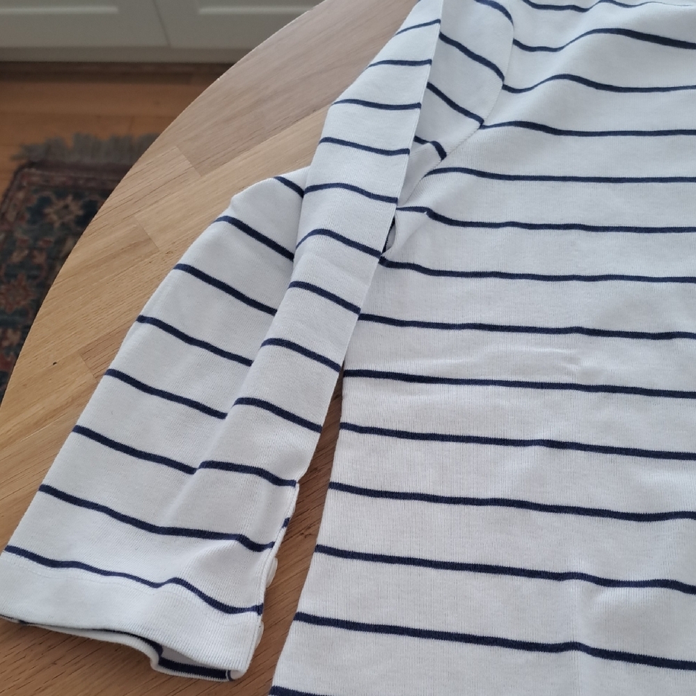 NWT Appleseed's White 3/4 Sleeve Striped Long Sleeve Top Petite XS - Picture 5 of 5